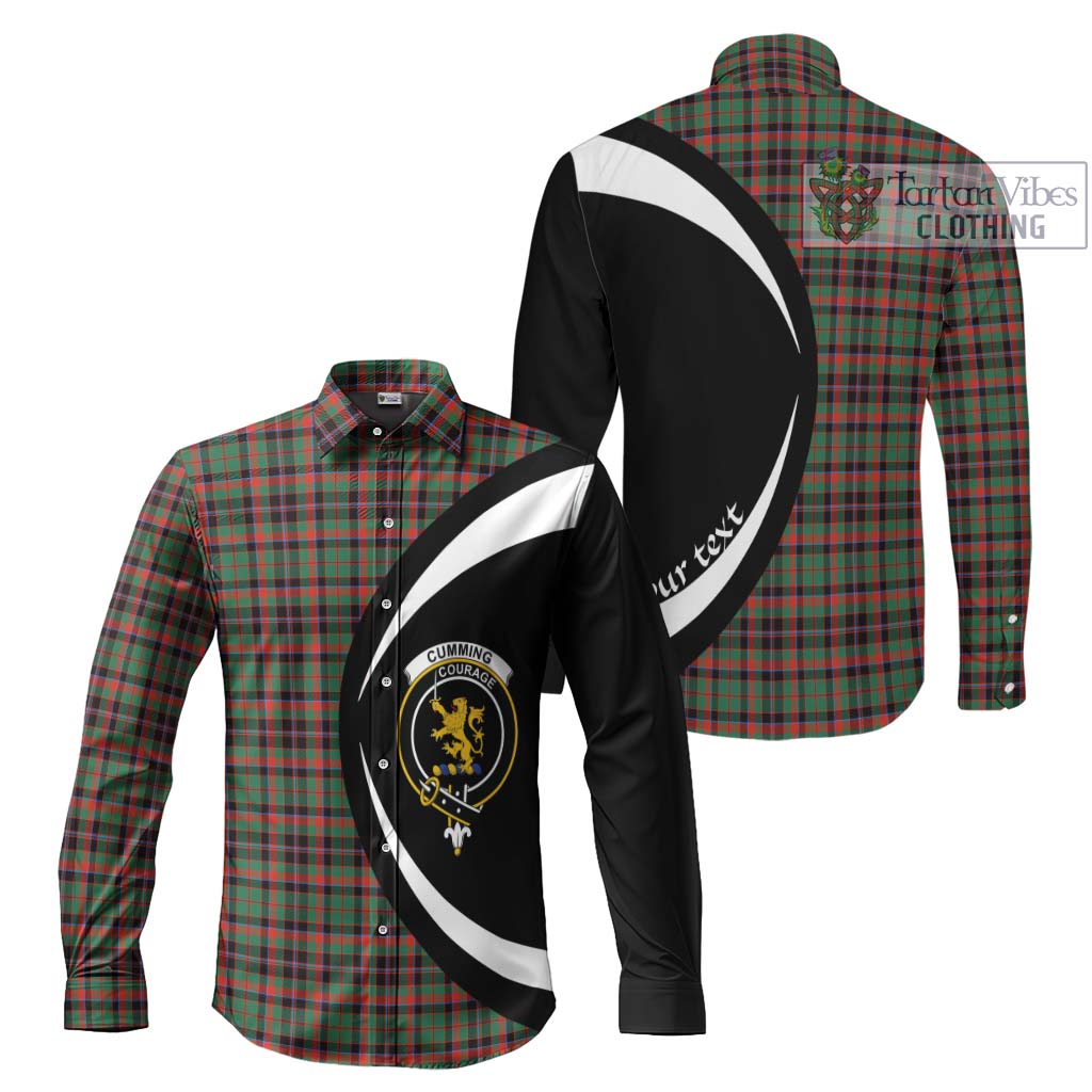 Cumming Hunting Ancient Tartan Long Sleeve Button Up with Family Crest Circle Style Men's Shirt S - Tartan Vibes Clothing