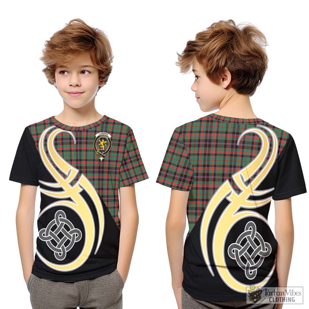 Cumming Hunting Ancient Tartan Kid T-Shirt with Family Crest and Celtic Symbol Style Youth XL Size14 - Tartan Vibes Clothing