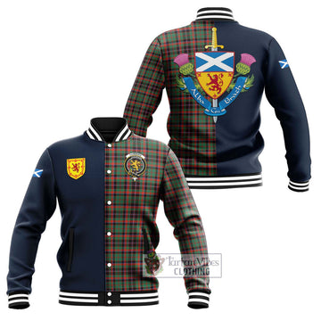 Cumming Hunting Ancient Tartan Baseball Jacket Alba with Scottish Lion Royal Arm Half Style