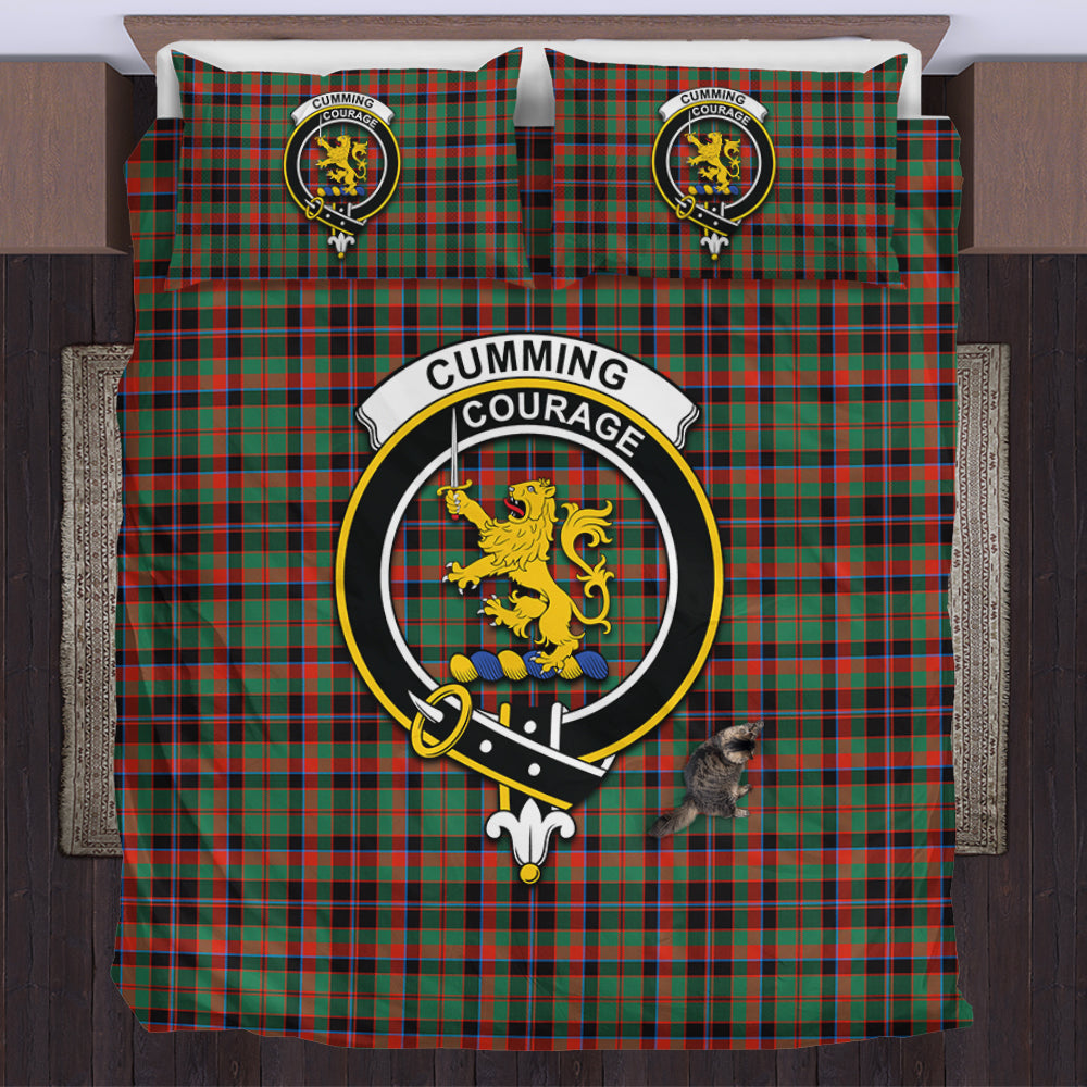 Cumming Hunting Ancient Tartan Bedding Set with Family Crest US Bedding Set - Tartan Vibes Clothing