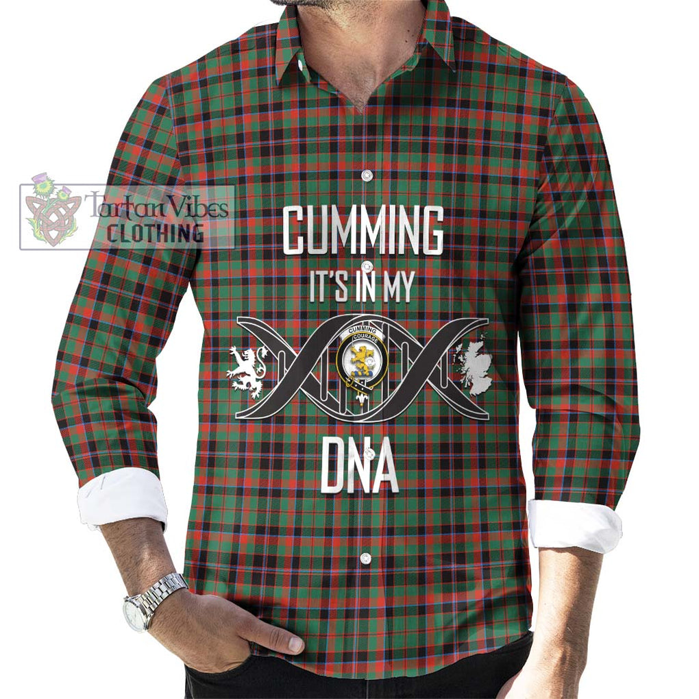 Cumming Hunting Ancient Tartan Long Sleeve Button Shirt with Family Crest DNA In Me Style Men's Shirt S - Tartanvibesclothing Shop