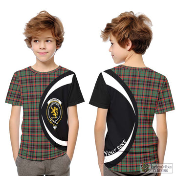 Cumming Hunting Ancient Tartan Kid T-Shirt with Family Crest Circle Style