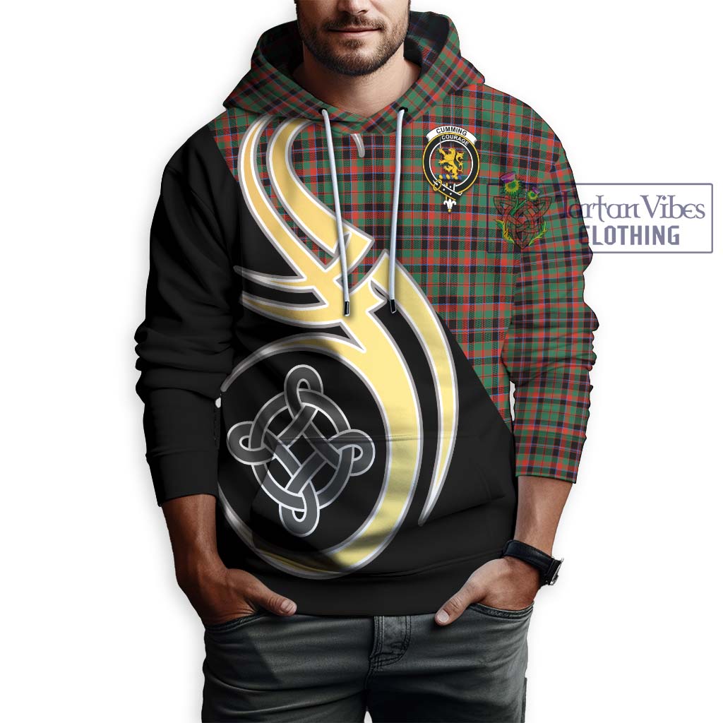 Cumming Hunting Ancient Tartan Hoodie with Family Crest and Celtic Symbol Style Zip Hoodie - Tartan Vibes Clothing