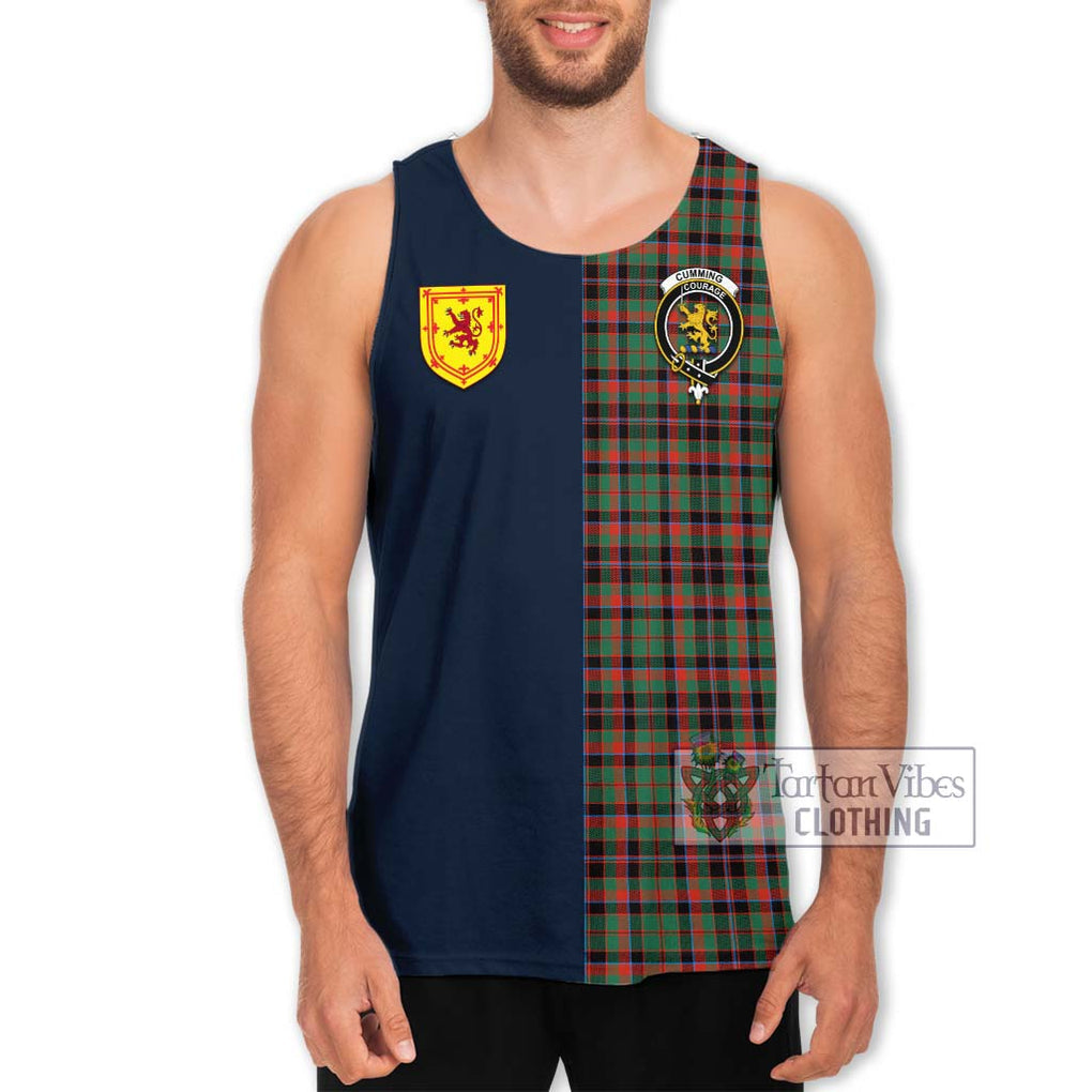 Tartan Vibes Clothing Cumming Hunting Ancient Tartan Men's Tank Top with Scottish Lion Royal Arm Half Style