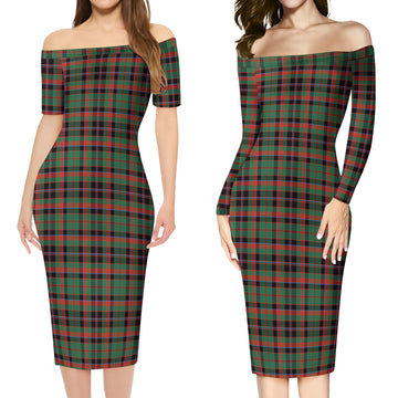 Cumming Hunting Ancient Tartan Off Shoulder Lady Dress