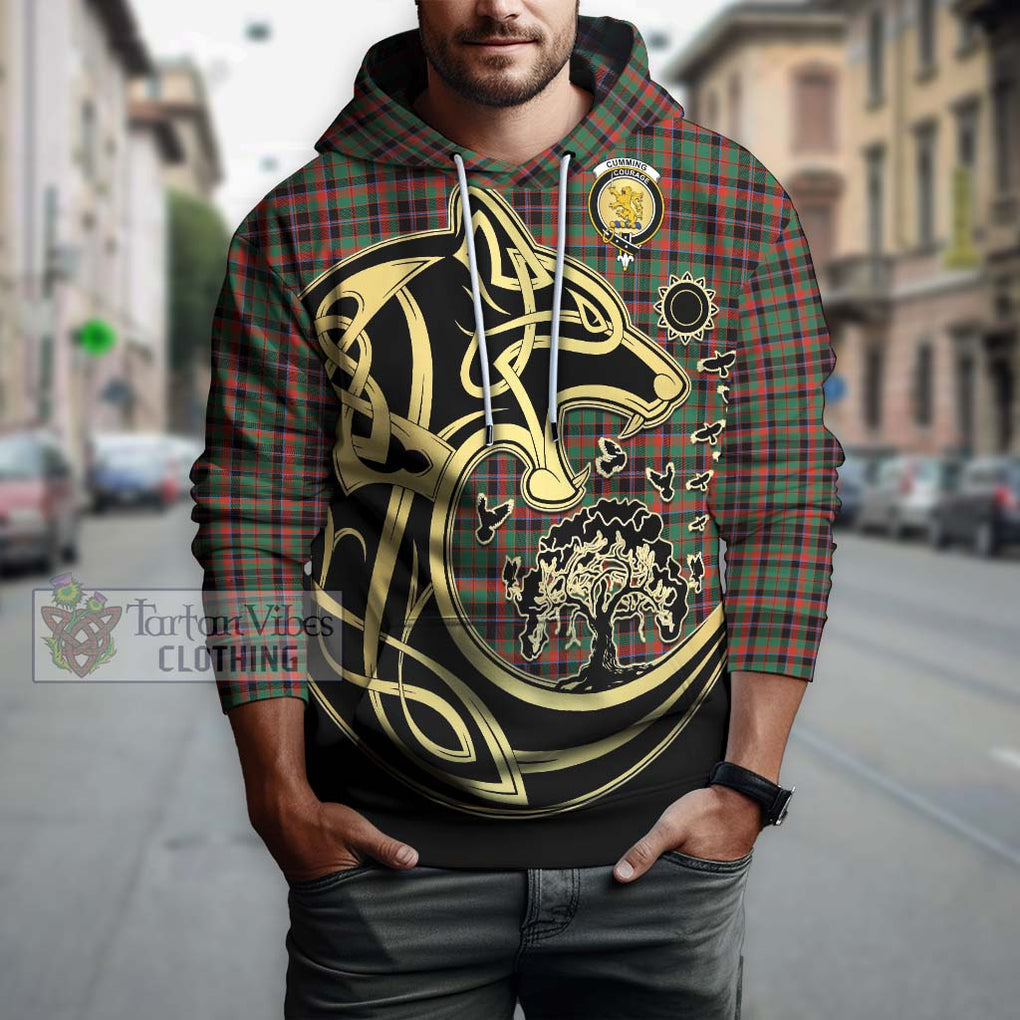 Cumming Hunting Ancient Tartan Hoodie with Family Crest Celtic Wolf Style Zip Hoodie - Tartan Vibes Clothing