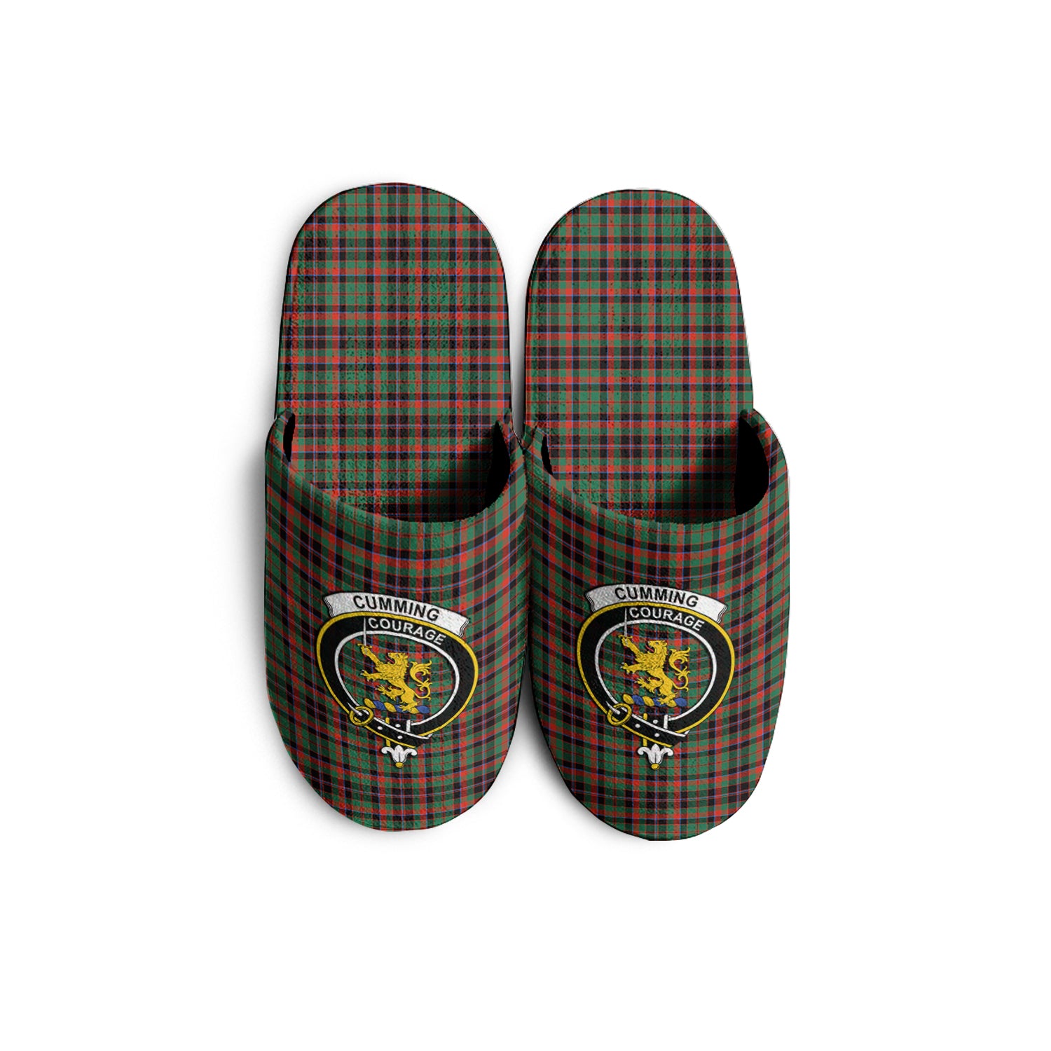 Cumming Hunting Ancient Tartan Home Slippers with Family Crest - Tartanvibesclothing