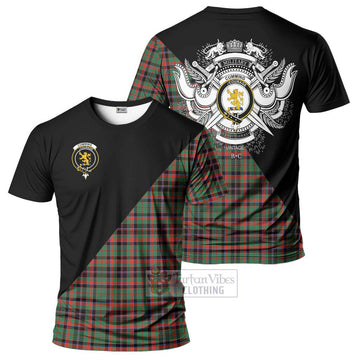 Cumming Hunting Ancient Tartan T-Shirt with Family Crest and Military Logo Style