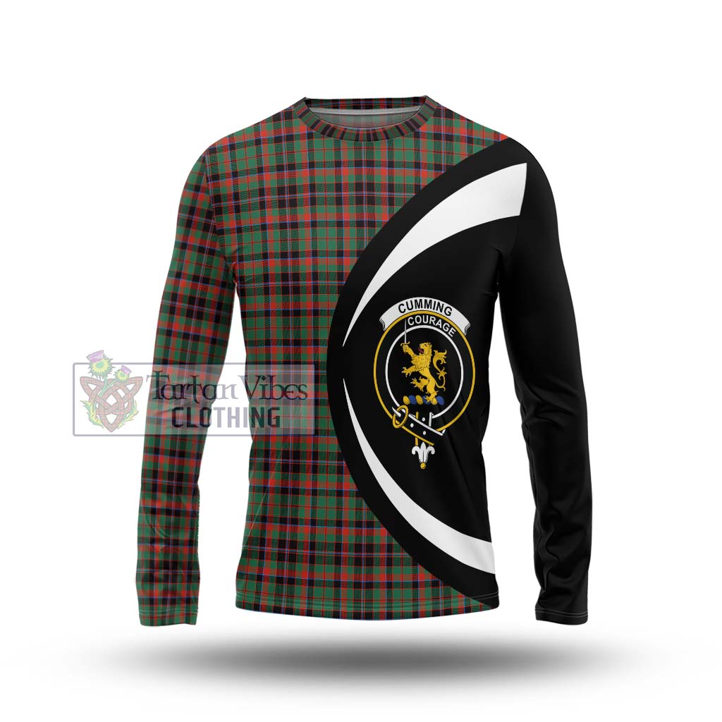 Cumming Hunting Ancient Tartan Long Sleeve T-Shirt with Family Crest Circle Style Unisex - Tartan Vibes Clothing