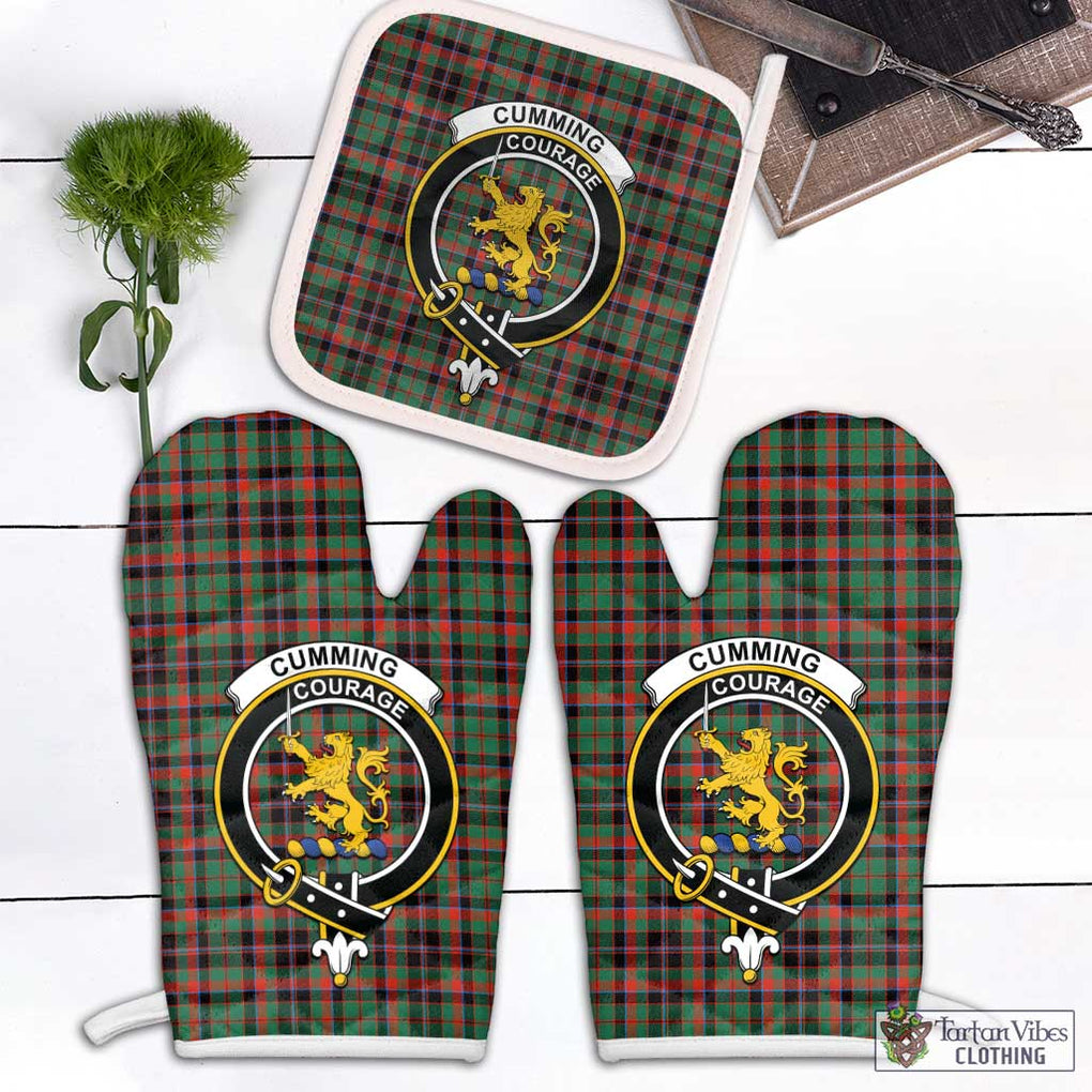 Cumming Hunting Ancient Tartan Combo Oven Mitt & Pot-Holder with Family Crest Combo 1 Oven Mitt & 1 Pot-Holder White - Tartan Vibes Clothing