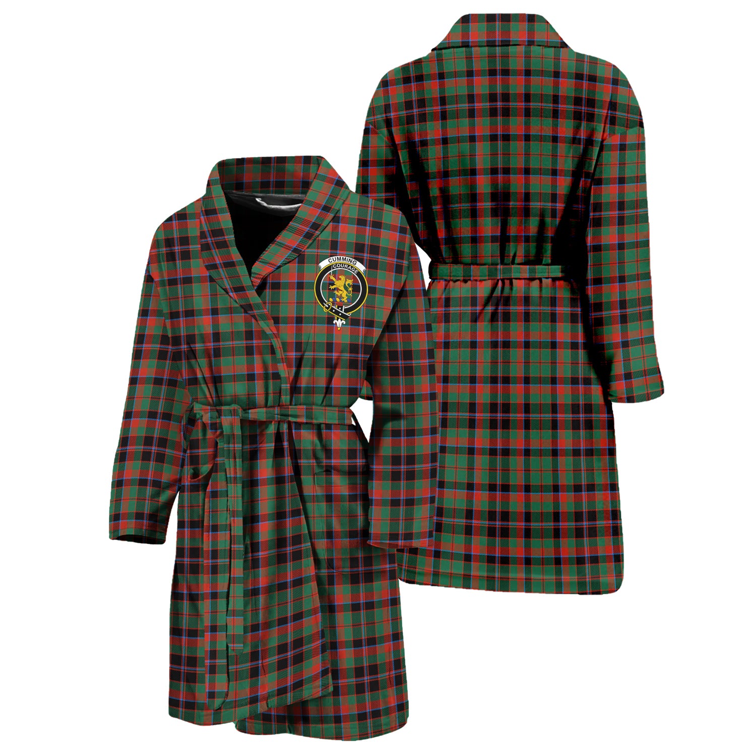 Cumming Hunting Ancient Tartan Bathrobe with Family Crest Unisex S - Tartan Vibes Clothing