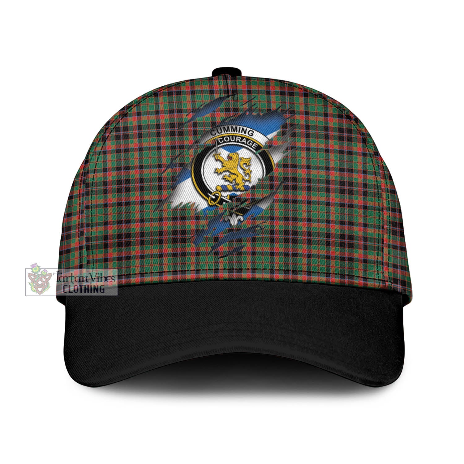 Tartan Vibes Clothing Cumming Hunting Ancient Tartan Classic Cap with Family Crest In Me Style