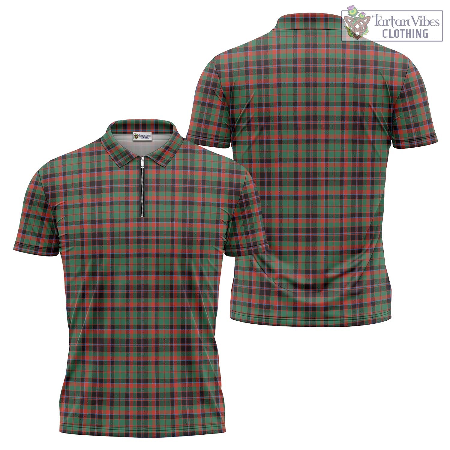 Tartan Vibes Clothing Cumming Hunting Ancient Tartan Zipper Polo Shirt