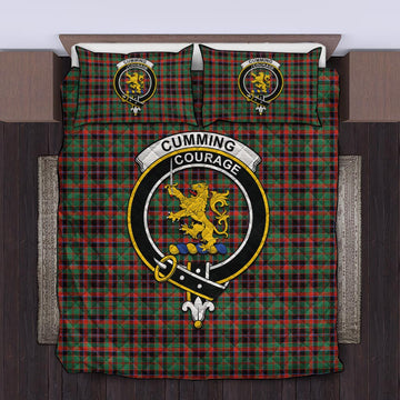 Cumming Hunting Ancient Tartan Quilt Bed Set with Family Crest