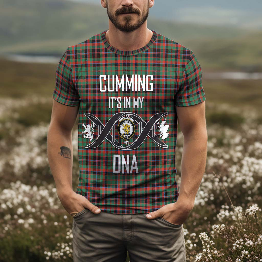 Cumming Hunting Ancient Tartan T-Shirt with Family Crest DNA In Me Style Kid's Shirt - Tartan Vibes Clothing