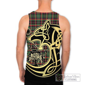 Cumming Hunting Ancient Tartan Men's Tank Top with Family Crest Celtic Wolf Style