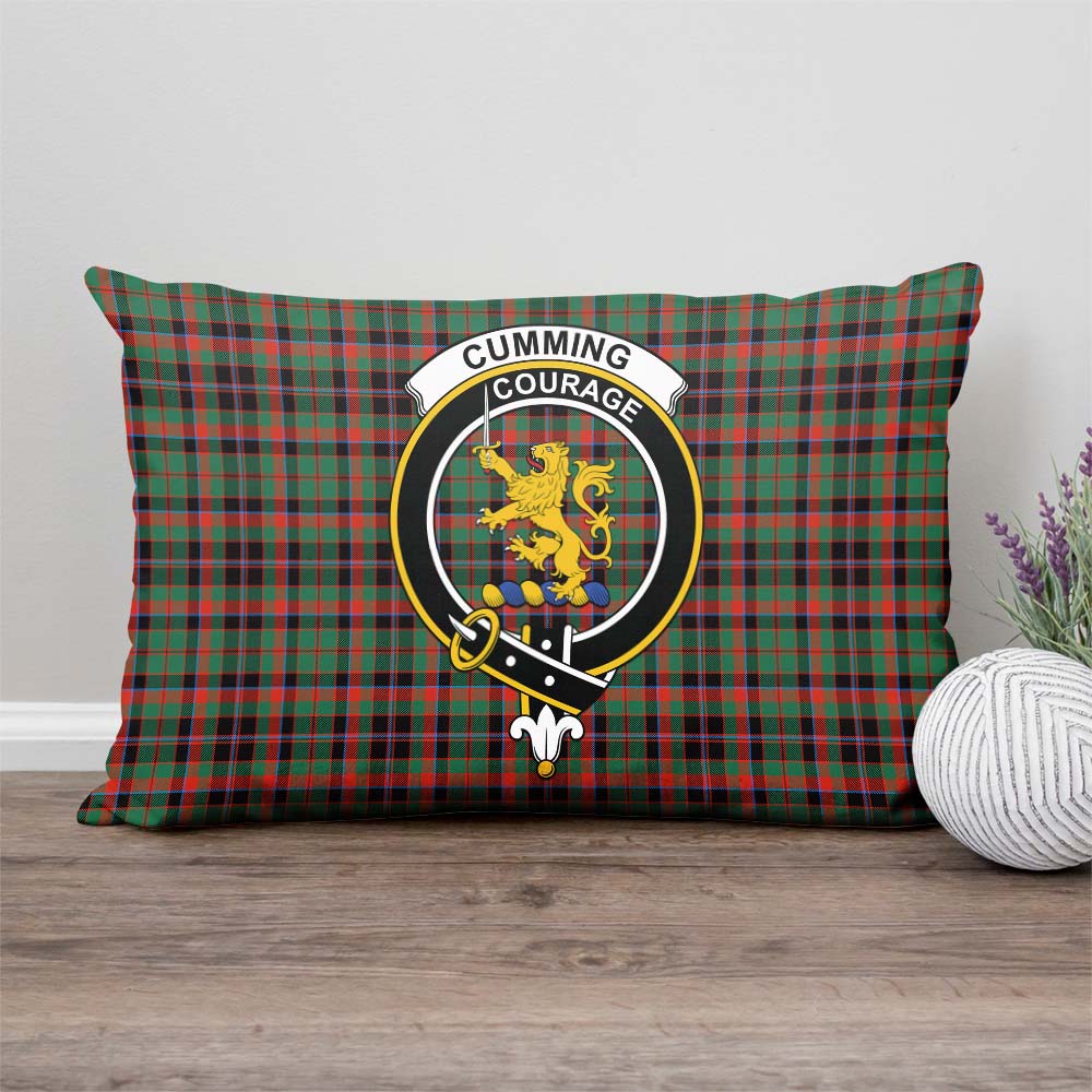 Cumming Hunting Ancient Tartan Pillow Cover with Family Crest Rectangle Pillow Cover - Tartanvibesclothing