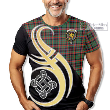 Cumming Hunting Ancient Tartan T-Shirt with Family Crest and Celtic Symbol Style