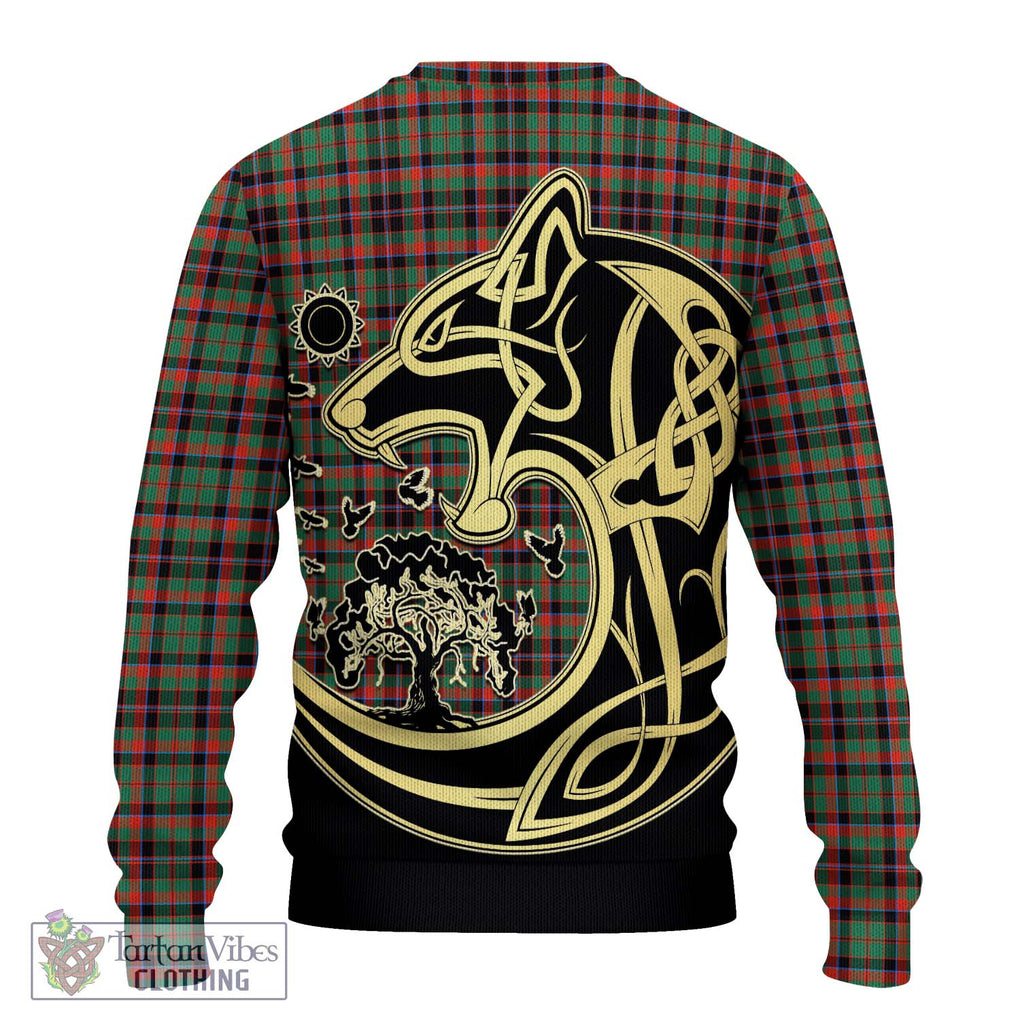 Cumming Hunting Ancient Tartan Knitted Sweater with Family Crest Celtic Wolf Style - Tartan Vibes Clothing