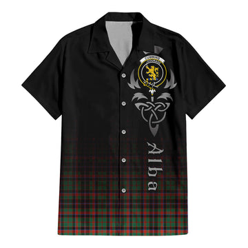 Cumming Hunting Ancient Tartan Short Sleeve Button Up Shirt Featuring Alba Gu Brath Family Crest Celtic Inspired