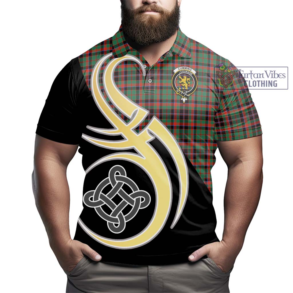 Cumming Hunting Ancient Tartan Polo Shirt with Family Crest and Celtic Symbol Style - Tartan Vibes Clothing