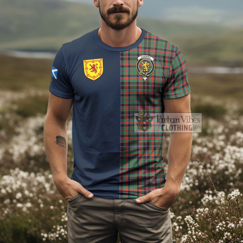 Tartan Vibes Clothing Cumming Hunting Ancient Tartan T-Shirt Alba with Scottish Lion Royal Arm Half Style