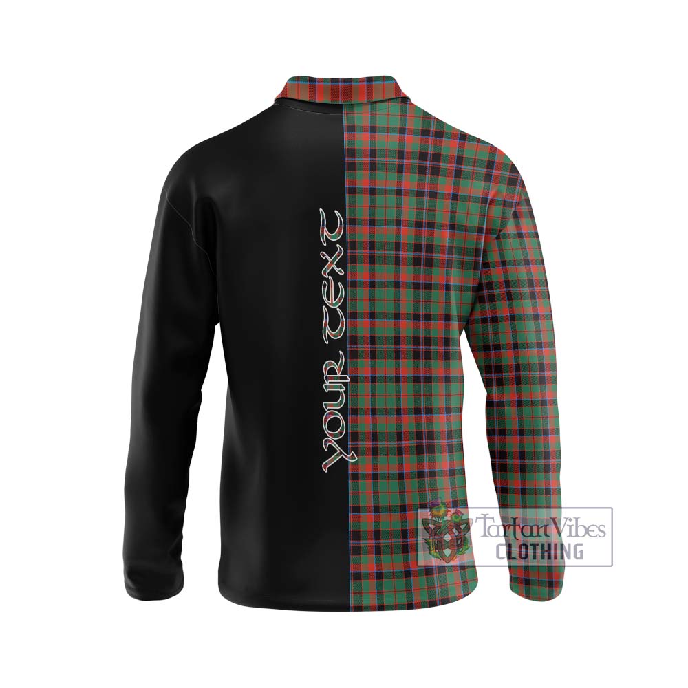 Cumming Hunting Ancient Tartan Long Sleeve Polo Shirt with Family Crest and Half Of Me Style - Tartanvibesclothing Shop