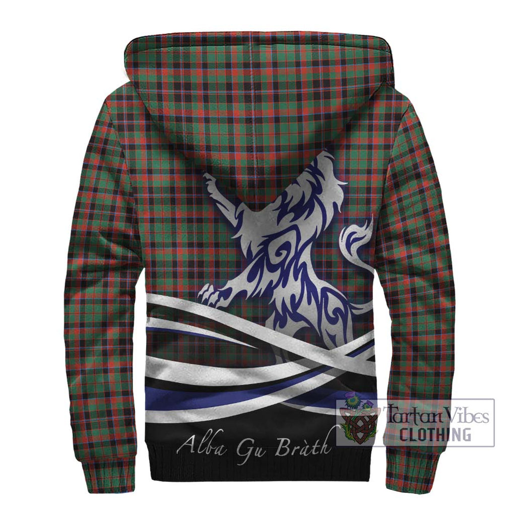 Cumming Hunting Ancient Tartan Sherpa Hoodie with Alba Gu Brath Regal Lion Emblem - Tartanvibesclothing Shop