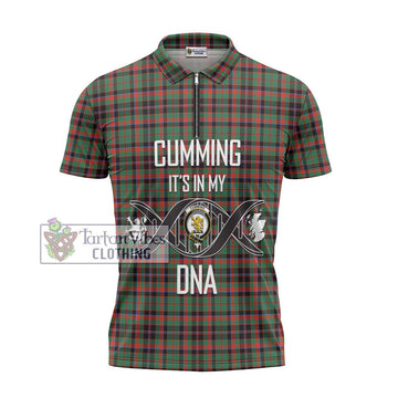 Cumming Hunting Ancient Tartan Zipper Polo Shirt with Family Crest DNA In Me Style