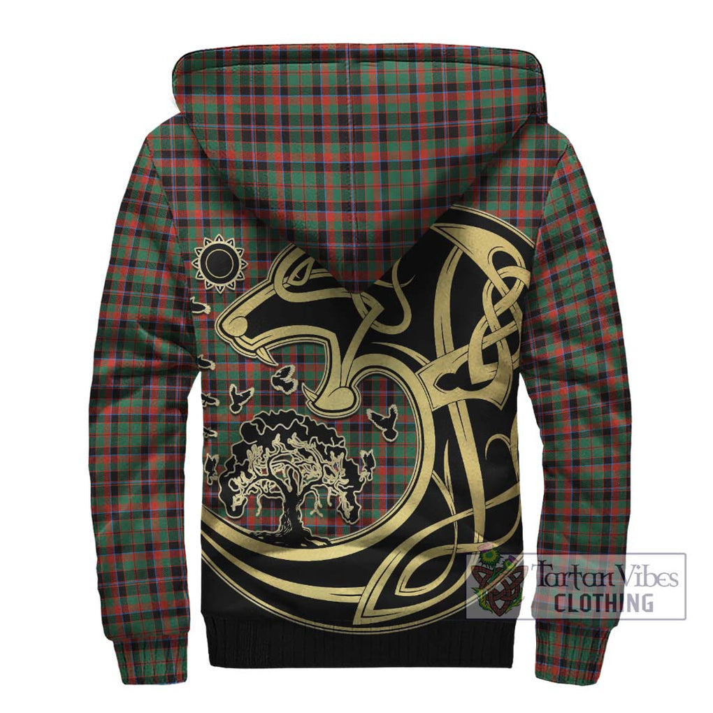 Cumming Hunting Ancient Tartan Sherpa Hoodie with Family Crest Celtic Wolf Style - Tartan Vibes Clothing