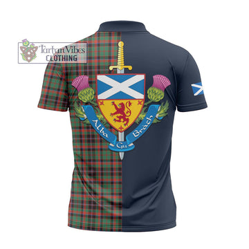 Cumming Hunting Ancient Tartan Zipper Polo Shirt Alba with Scottish Lion Royal Arm Half Style