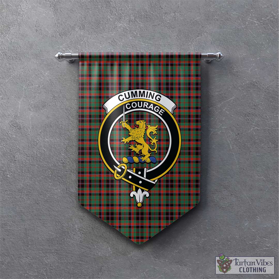 Tartan Vibes Clothing Cumming Hunting Ancient Tartan Gonfalon, Tartan Banner with Family Crest