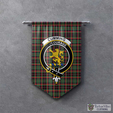 Cumming Hunting Ancient Tartan Gonfalon, Tartan Banner with Family Crest