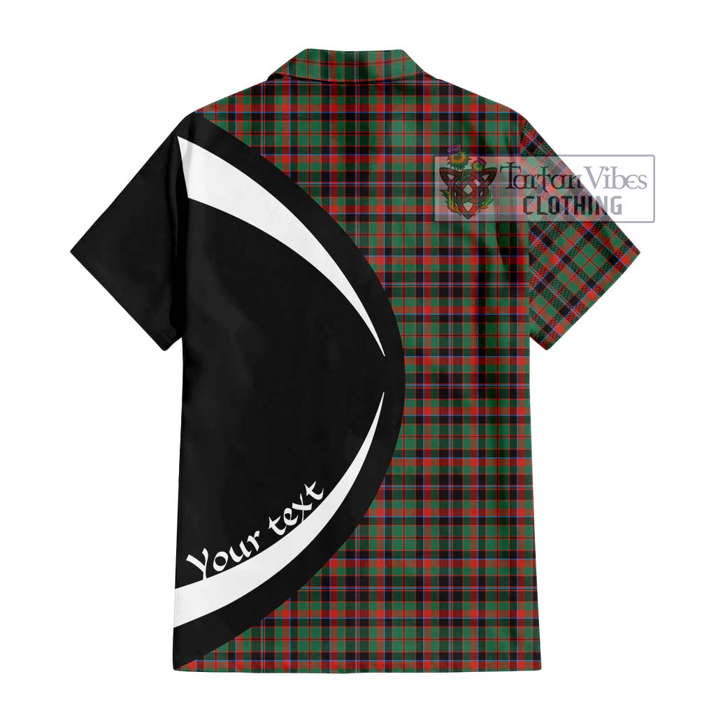 Cumming Hunting Ancient Tartan Short Sleeve Button Up with Family Crest Circle Style - Tartan Vibes Clothing