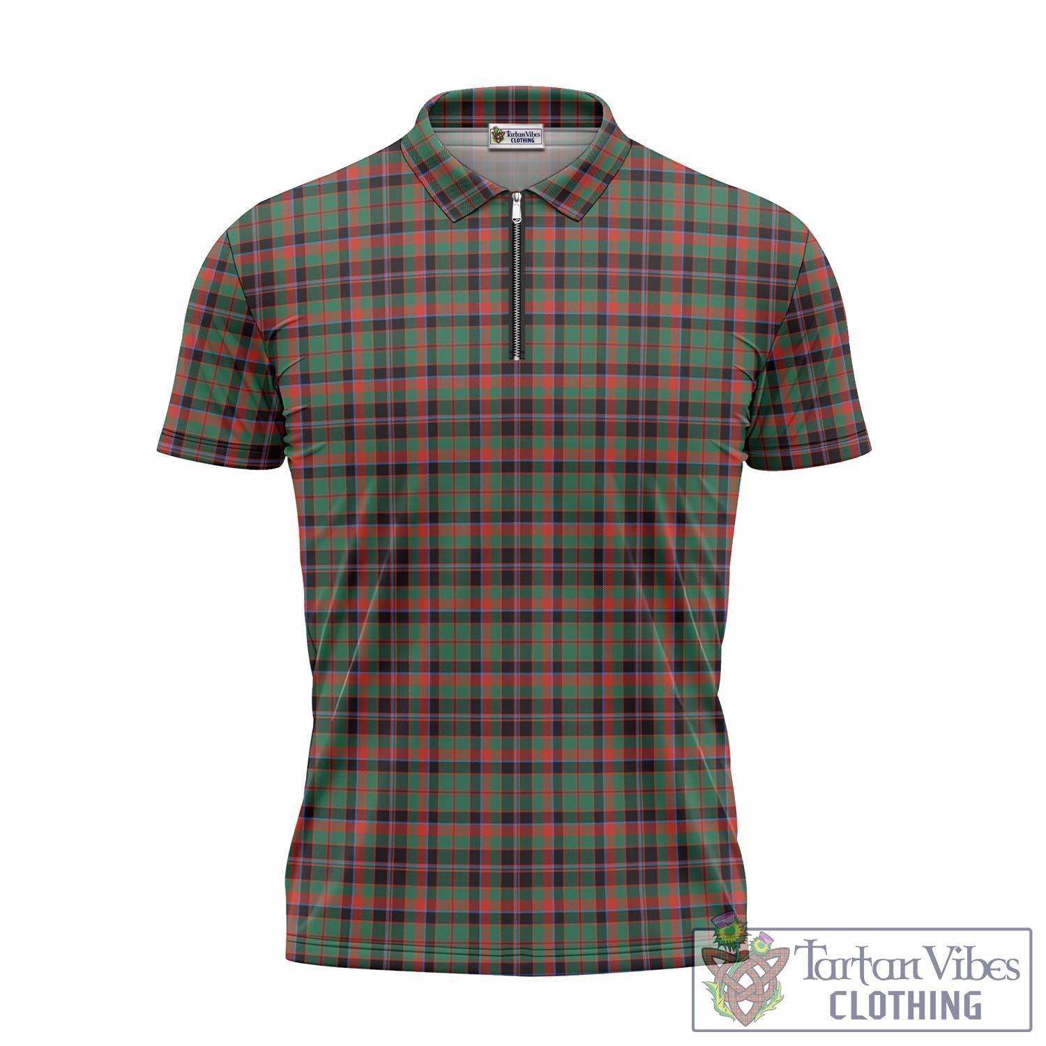 Tartan Vibes Clothing Cumming Hunting Ancient Tartan Zipper Polo Shirt