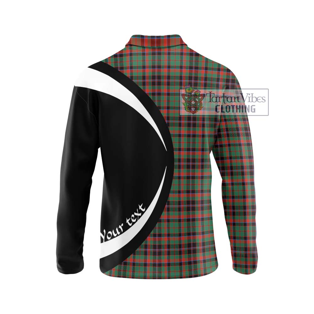 Cumming Hunting Ancient Tartan Long Sleeve Polo Shirt with Family Crest Circle Style - Tartan Vibes Clothing