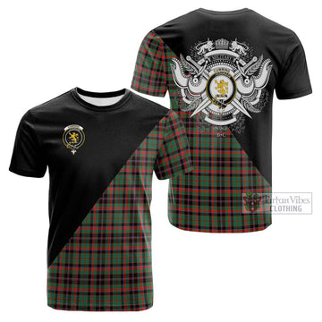 Cumming Hunting Ancient Tartan Cotton T-shirt with Family Crest and Military Logo Style