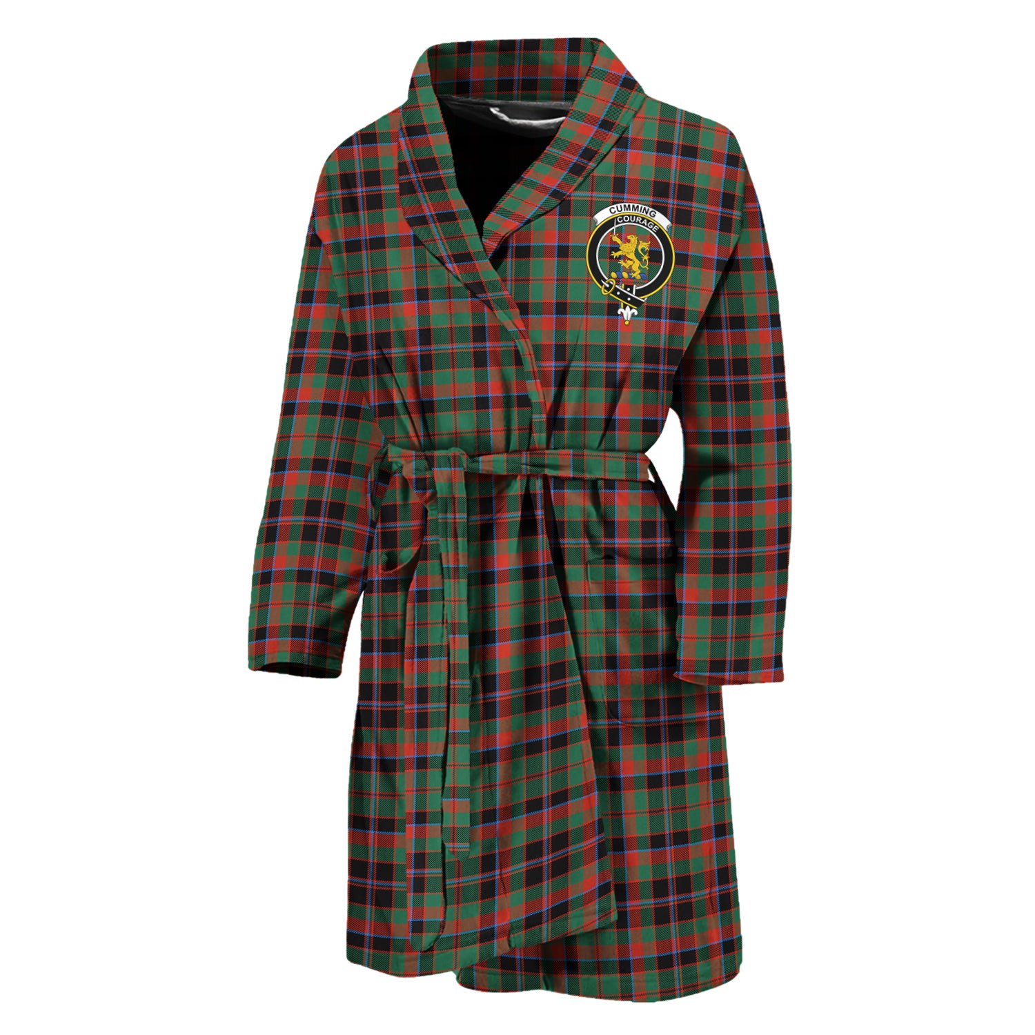 Cumming Hunting Ancient Tartan Bathrobe with Family Crest Unisex M - Tartan Vibes Clothing