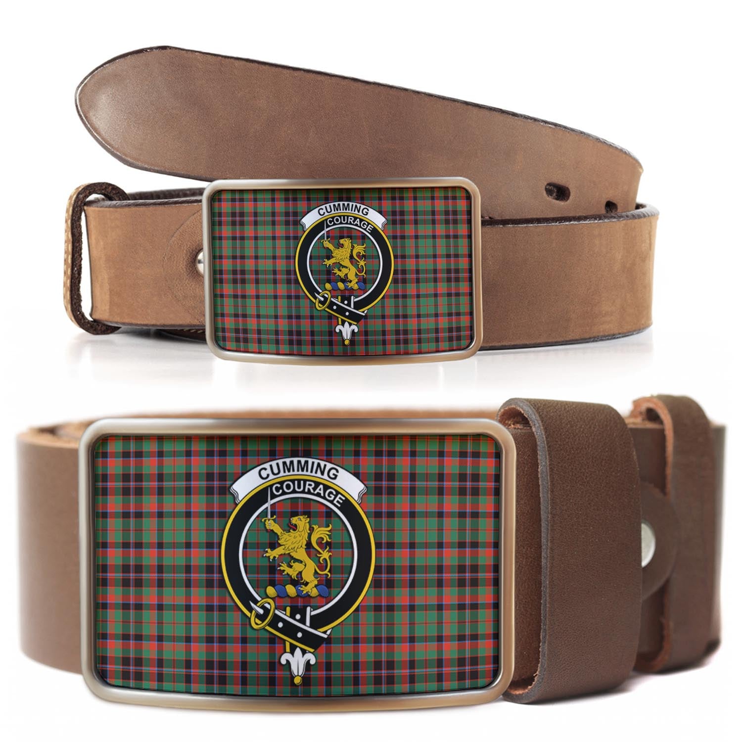 Cumming Hunting Ancient Tartan Belt Buckles with Family Crest - Tartan Vibes Clothing