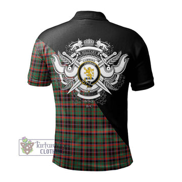 Cumming Hunting Ancient Tartan Polo Shirt with Family Crest and Military Logo Style