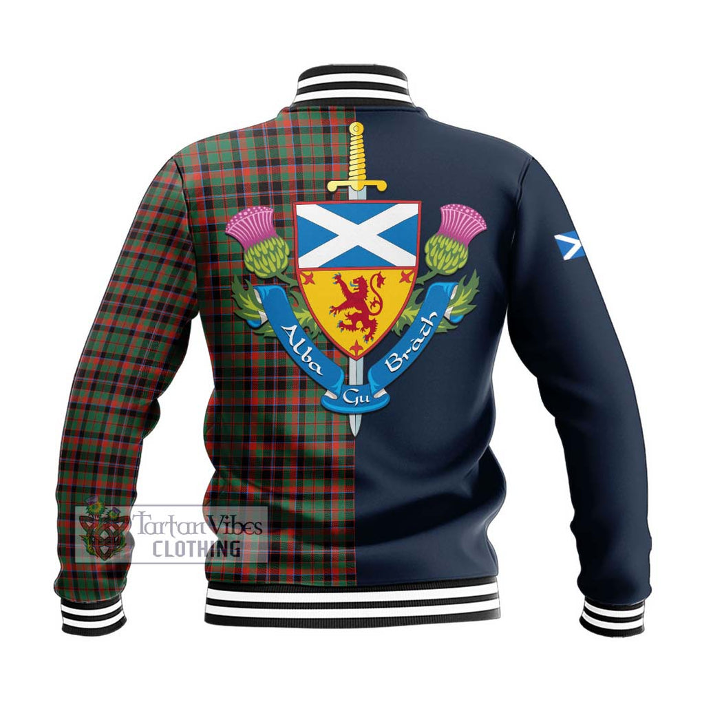 Tartan Vibes Clothing Cumming Hunting Ancient Tartan Baseball Jacket with Scottish Lion Royal Arm Half Style