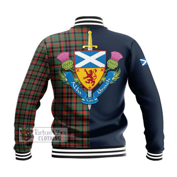 Cumming Hunting Ancient Tartan Baseball Jacket Alba with Scottish Lion Royal Arm Half Style