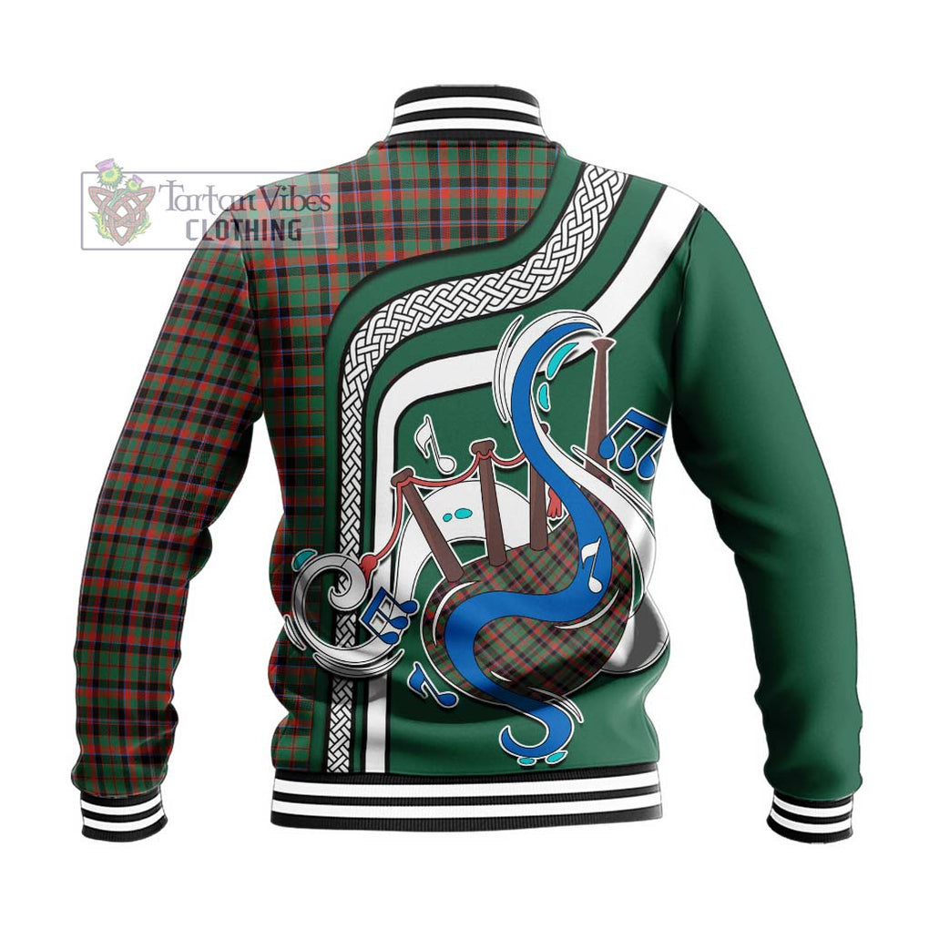 Tartan Vibes Clothing Cumming Hunting Ancient Tartan Baseball Jacket with Epic Bagpipe Style