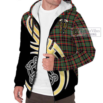 Cumming Hunting Ancient Tartan Sherpa Hoodie with Family Crest and Celtic Symbol Style