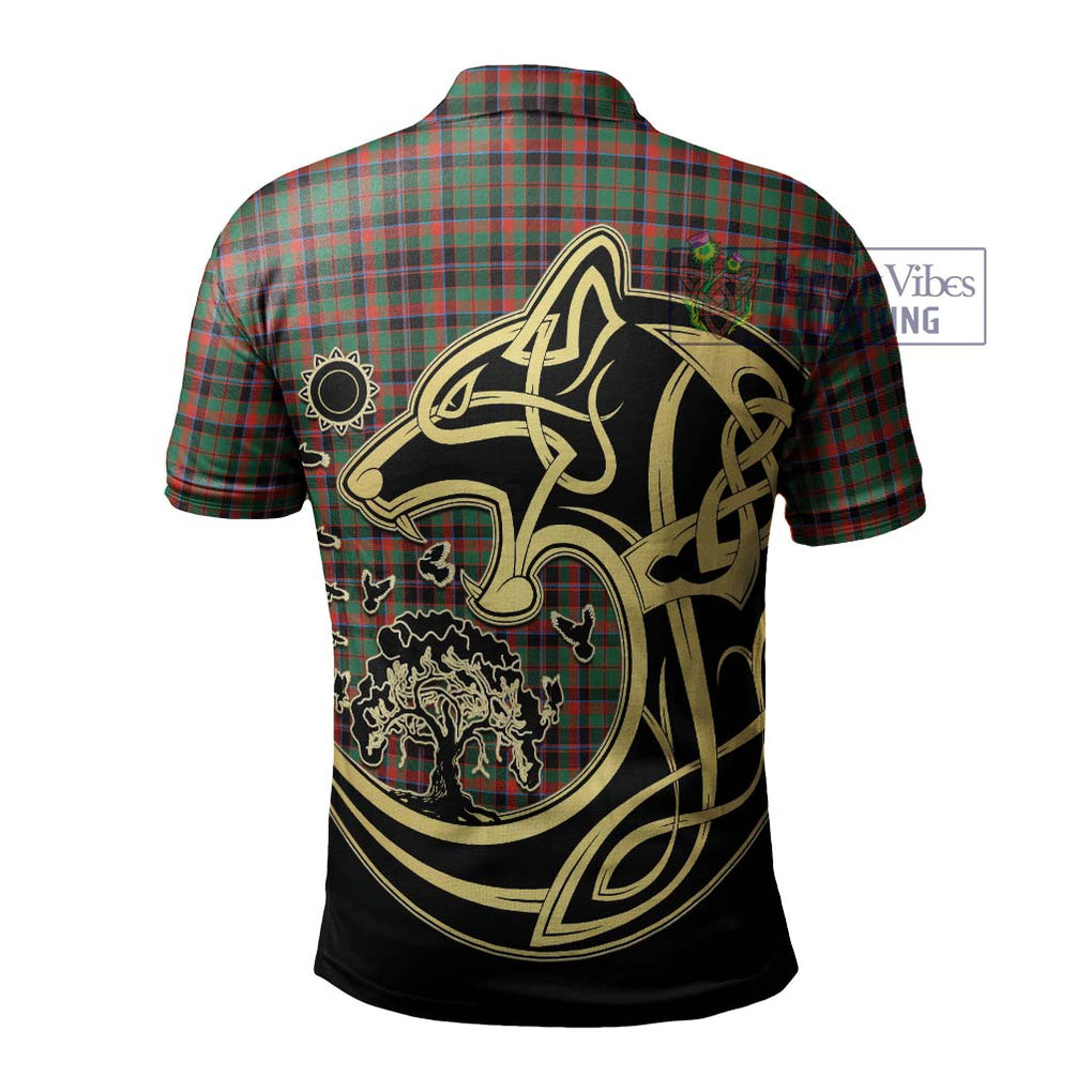 Cumming Hunting Ancient Tartan Polo Shirt with Family Crest Celtic Wolf Style - Tartanvibesclothing Shop