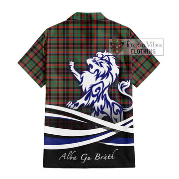 Cumming Hunting Ancient Tartan Short Sleeve Button Shirt with Alba Gu Brath Regal Lion Emblem