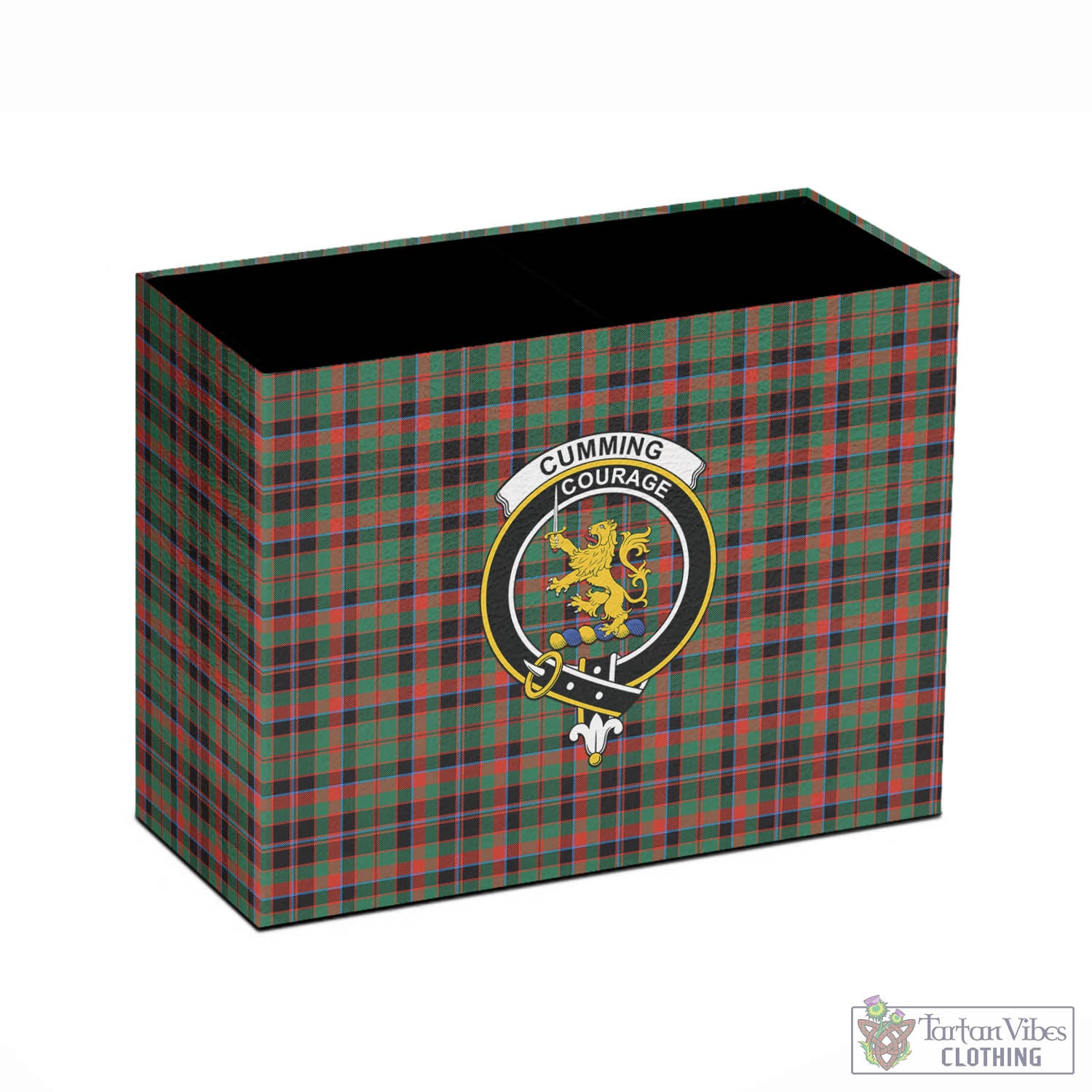 Tartan Vibes Clothing Cumming Hunting Ancient Tartan Pen Holder with Family Crest