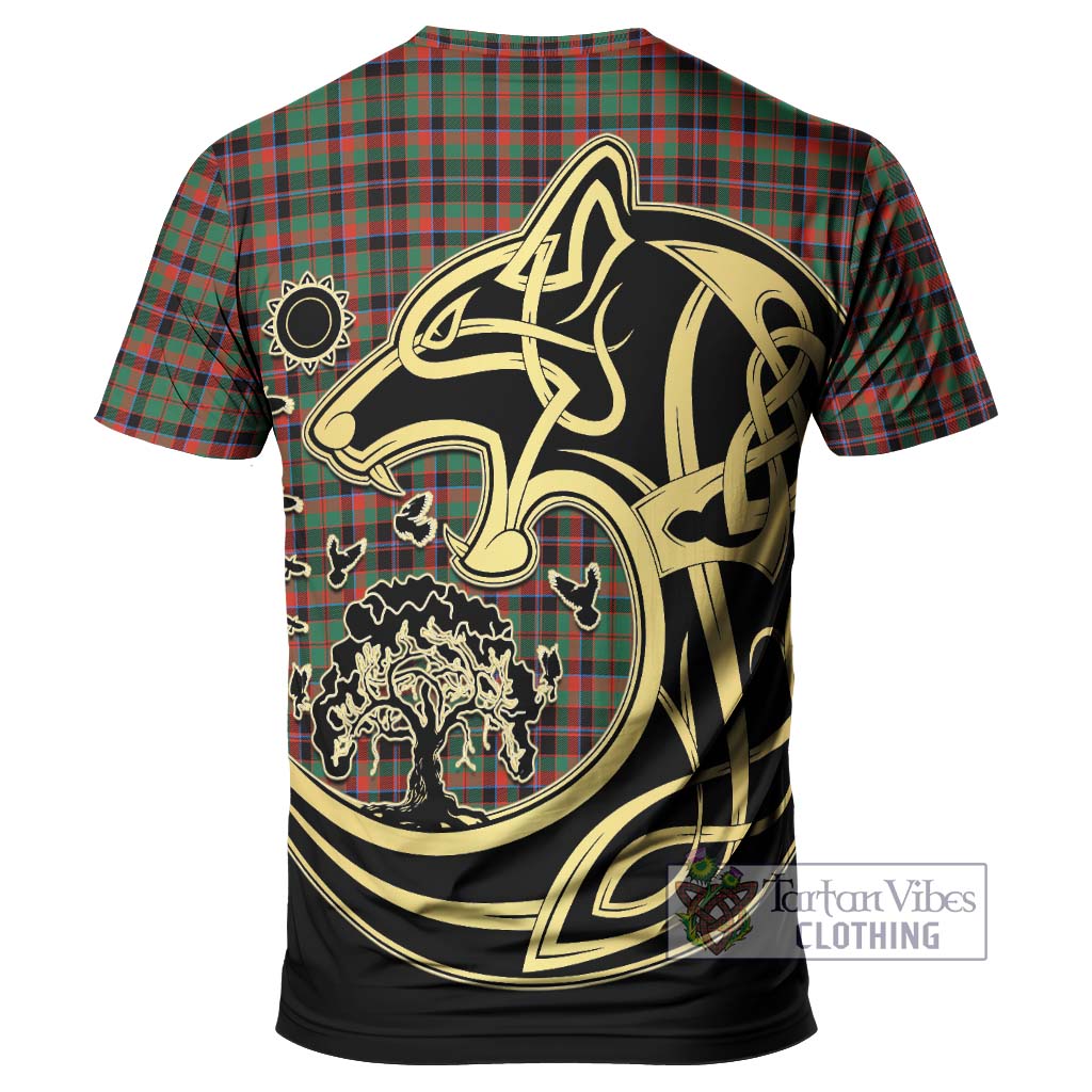 Cumming Hunting Ancient Tartan T-Shirt with Family Crest Celtic Wolf Style - Tartan Vibes Clothing