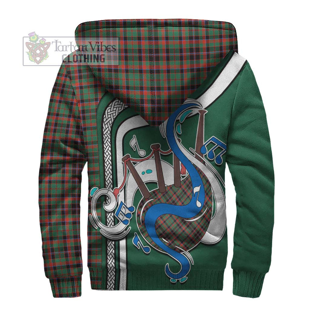 Cumming Hunting Ancient Tartan Sherpa Hoodie with Epic Bagpipe Style - Tartanvibesclothing Shop