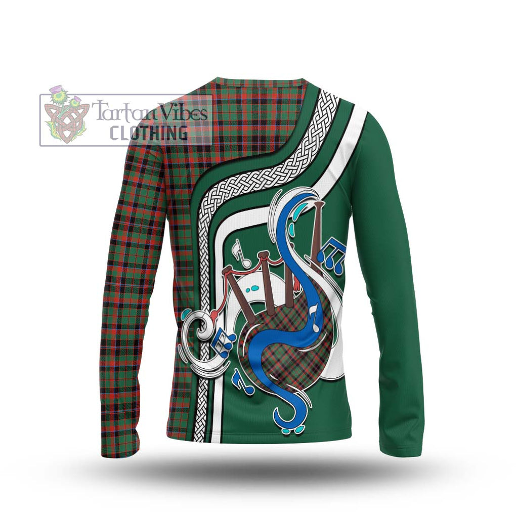 Tartan Vibes Clothing Cumming Hunting Ancient Tartan Long Sleeve T-Shirt with Epic Bagpipe Style